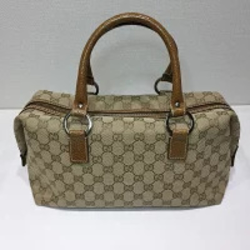 Gucci Canvas Bag Tan Brown GG Boston Travel Camel Beige